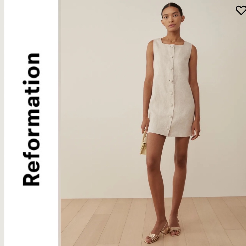 Reformation Danna Linen Dress in Oatmeal XS